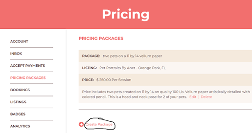 pricing packages step 2