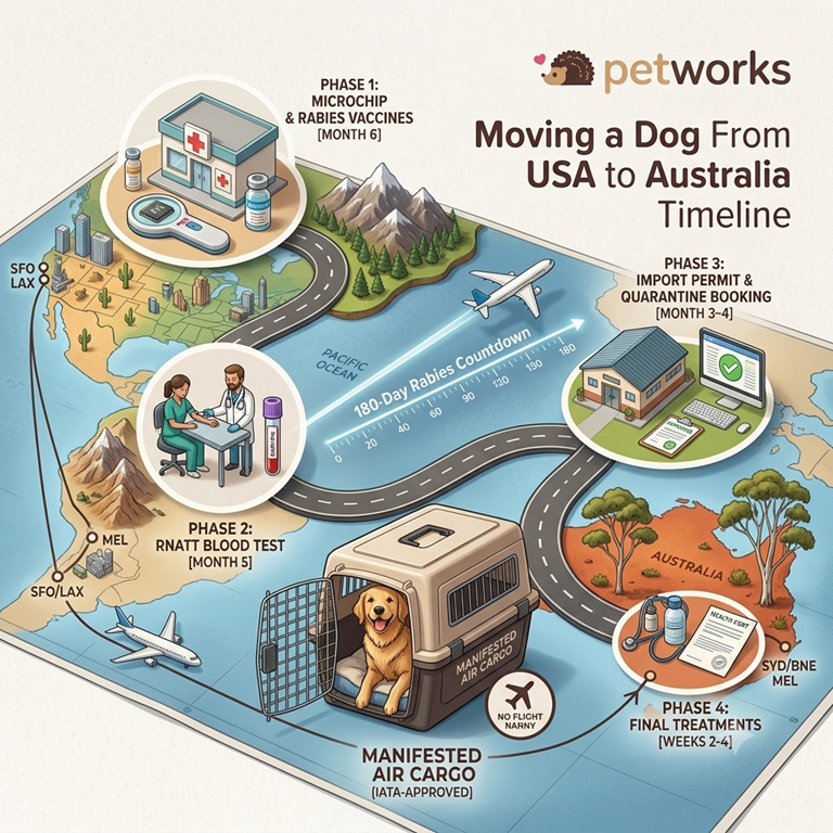 moving a dog from USA to Australia timeline
