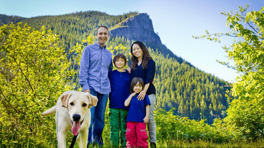 Family with their dog