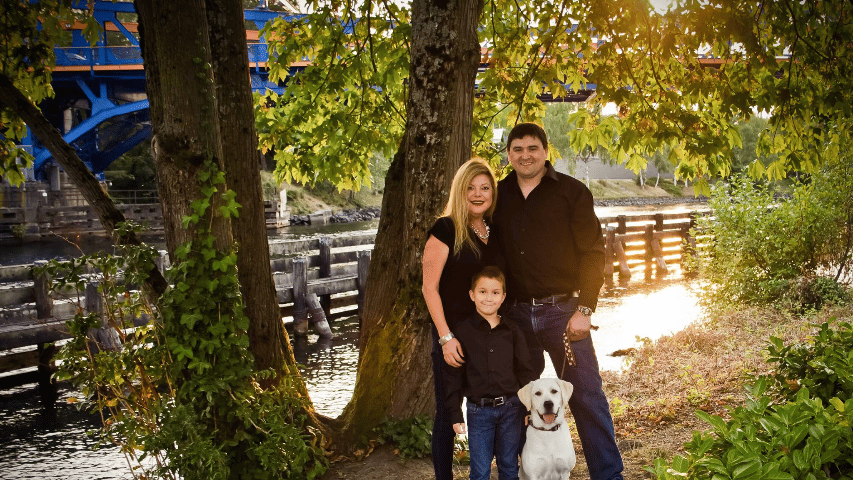 Family with their dog