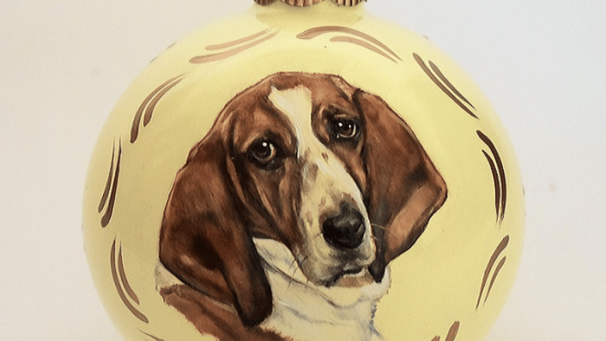 Dog portrait painting on glass or shatterproof ornaments