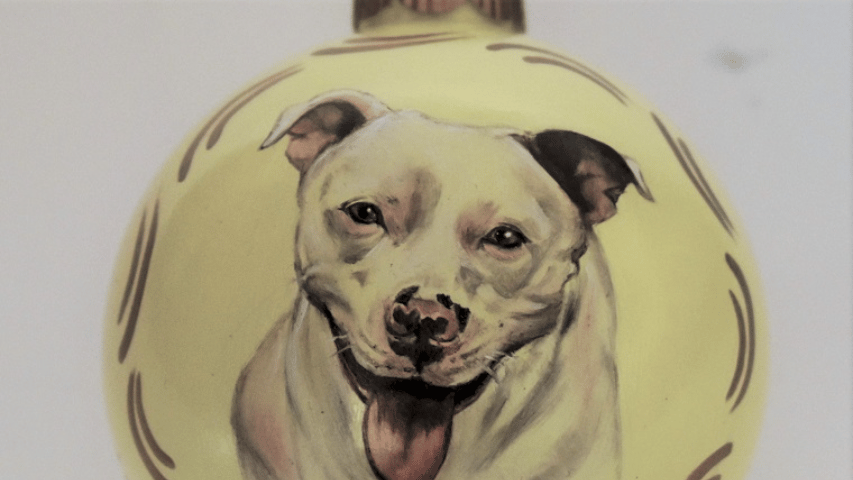 Dog portrait painting on glass or shatterproof ornaments