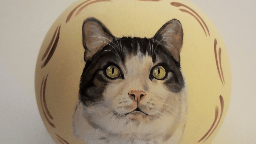Cat double portrait painting on glass or shatterproof ornaments