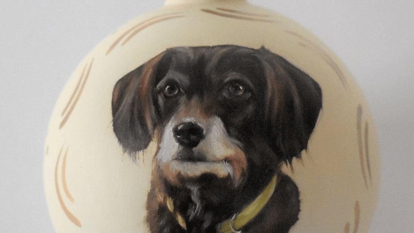Dog portrait painting on glass or shatterproof ornaments