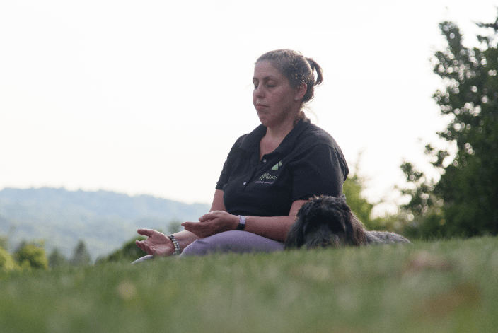 Me and one of my dog training clients who wanted reiki after a session.