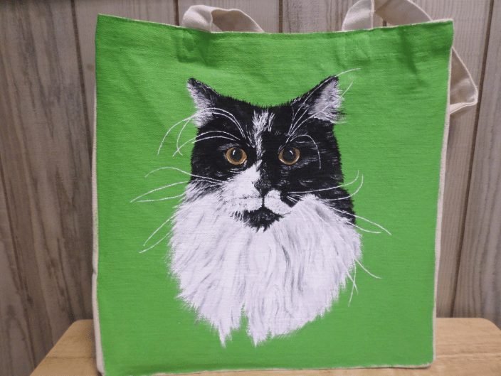 Lovely Skylar on a canvas tote.