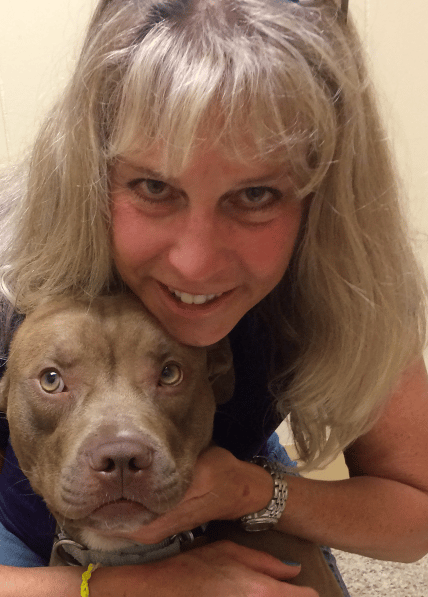 A shelter dog after her massage