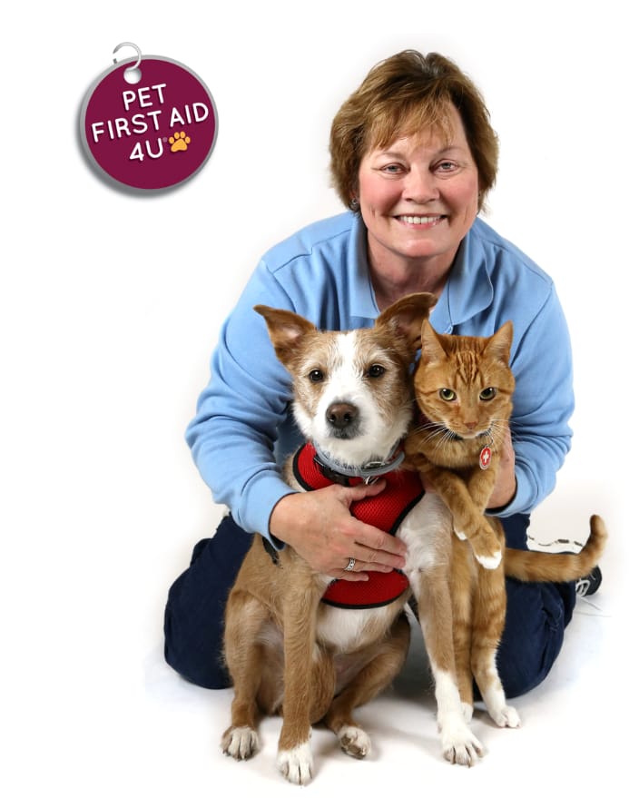 Arden Moore with Pet Safety Dog Kona and Pet Safety Cat Casey.