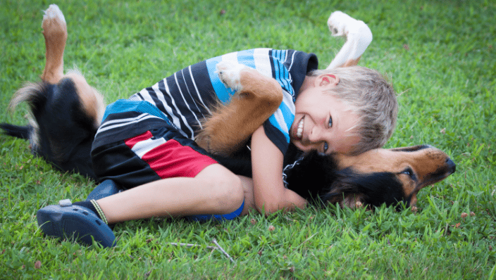 Boy with his dog in Manalapan, NJ