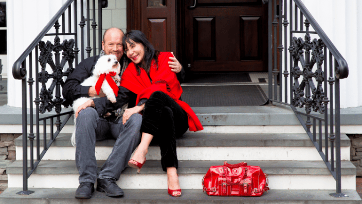 Couple with their dog in Red Bank, NJ