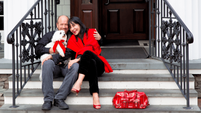 Couple with their dog in Red Bank, NJ