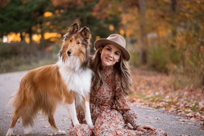 woman and her dog