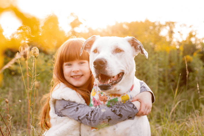 girl and dog
