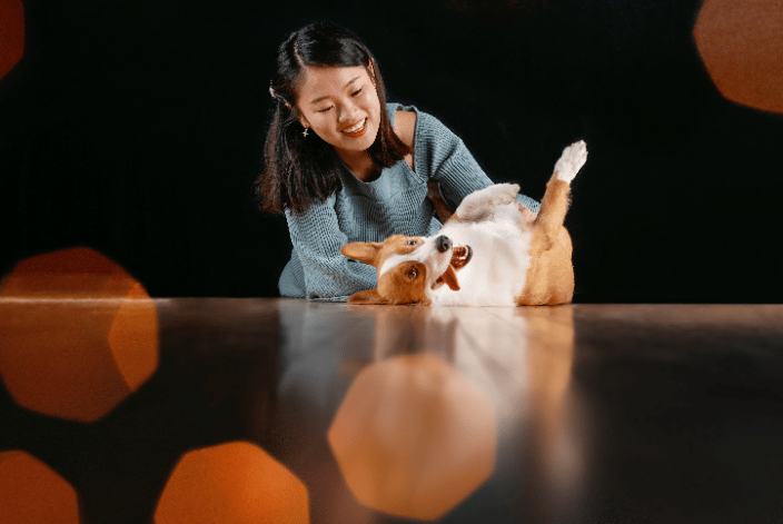 Corgi and owner