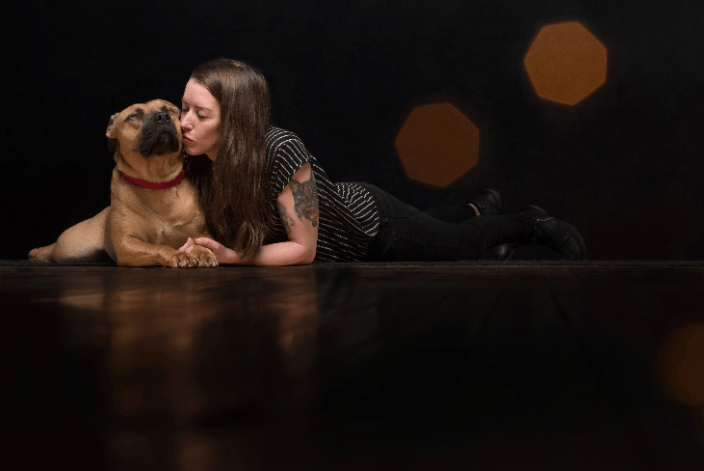 Pit bull and owner