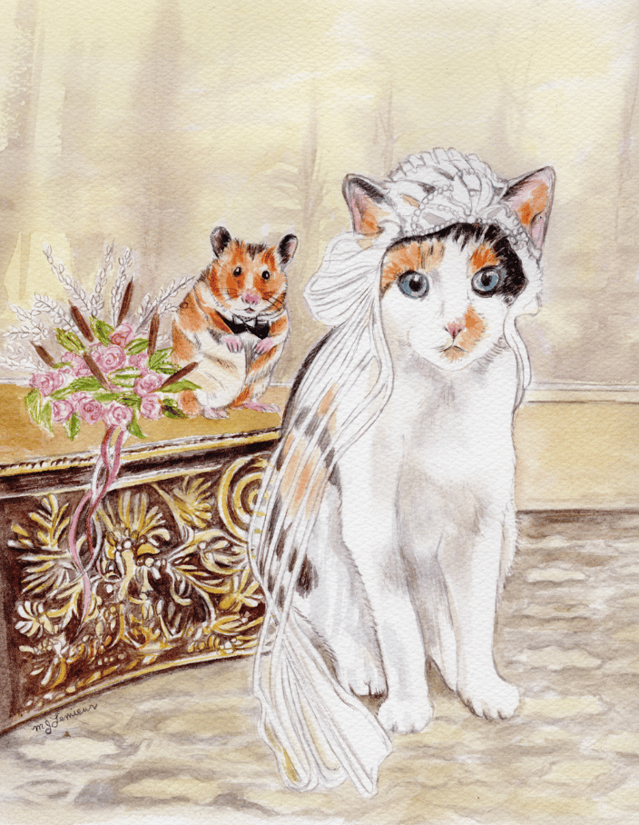 Goopy and Gilbert Save the Date (watercolor)