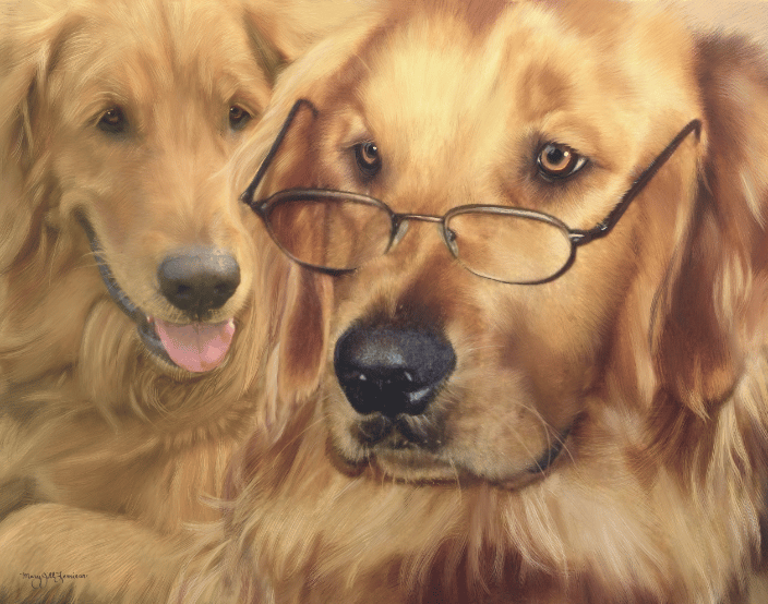 Indy the Golden Retriever (digital on canvas)