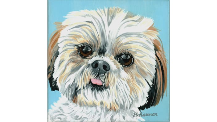 Daisy's portrait, 6x6" acrylic on canvas.