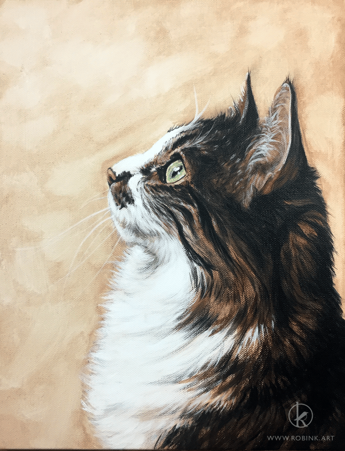 Maine Coon cat painting 