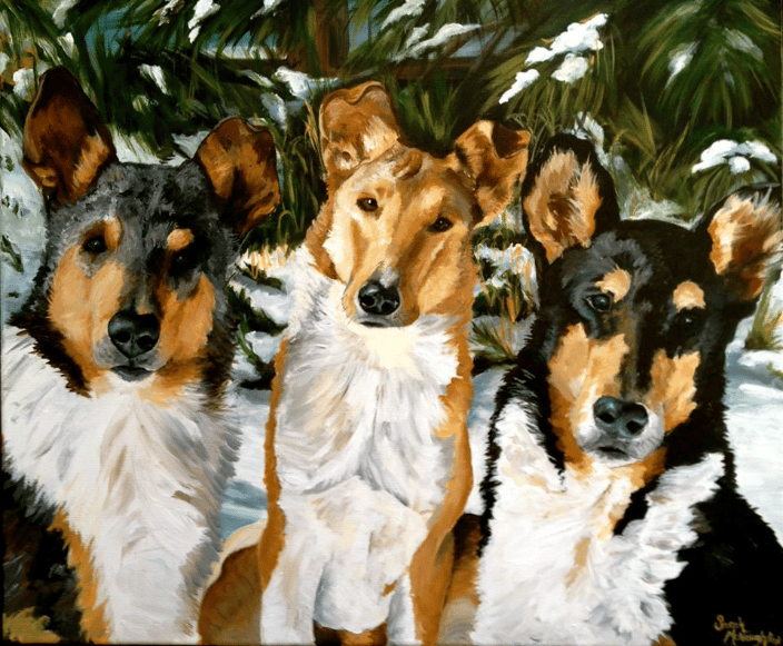 16"x20" Acrylic "Christmas Collies"