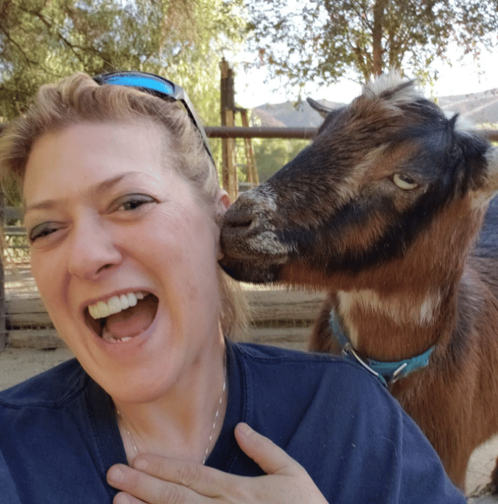 Spice decided to nibble my ear as I took our selfie. Silly goat! 