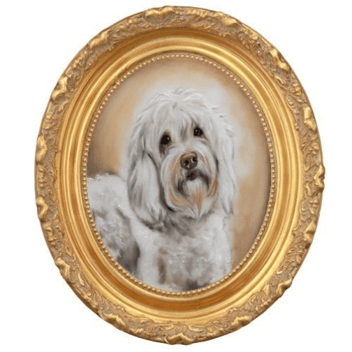 Dog miniature portrait on ivorine