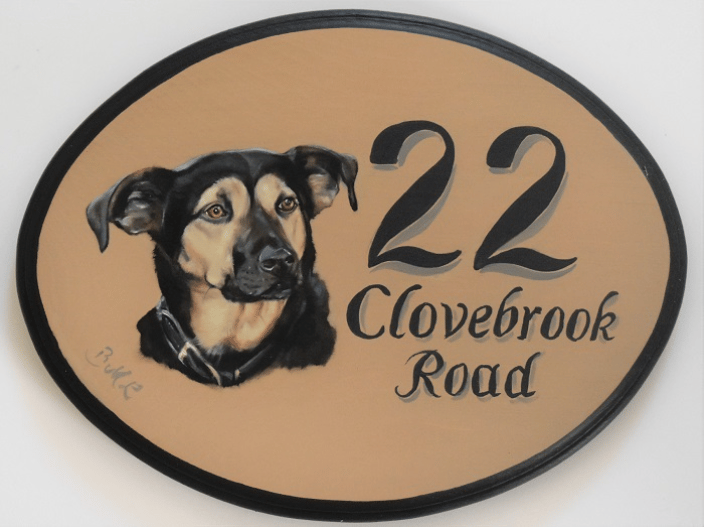 Dog portrait painting address plaque 9 x 12 inch - $ 79.00