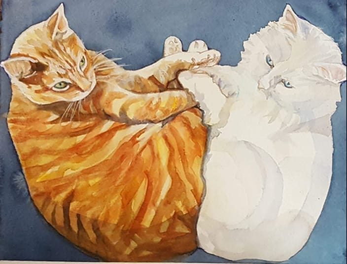 watercolor cat pet portrait