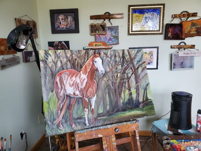 large custom horse oil painting