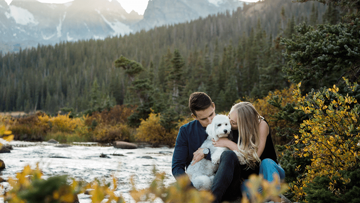 couple with dog