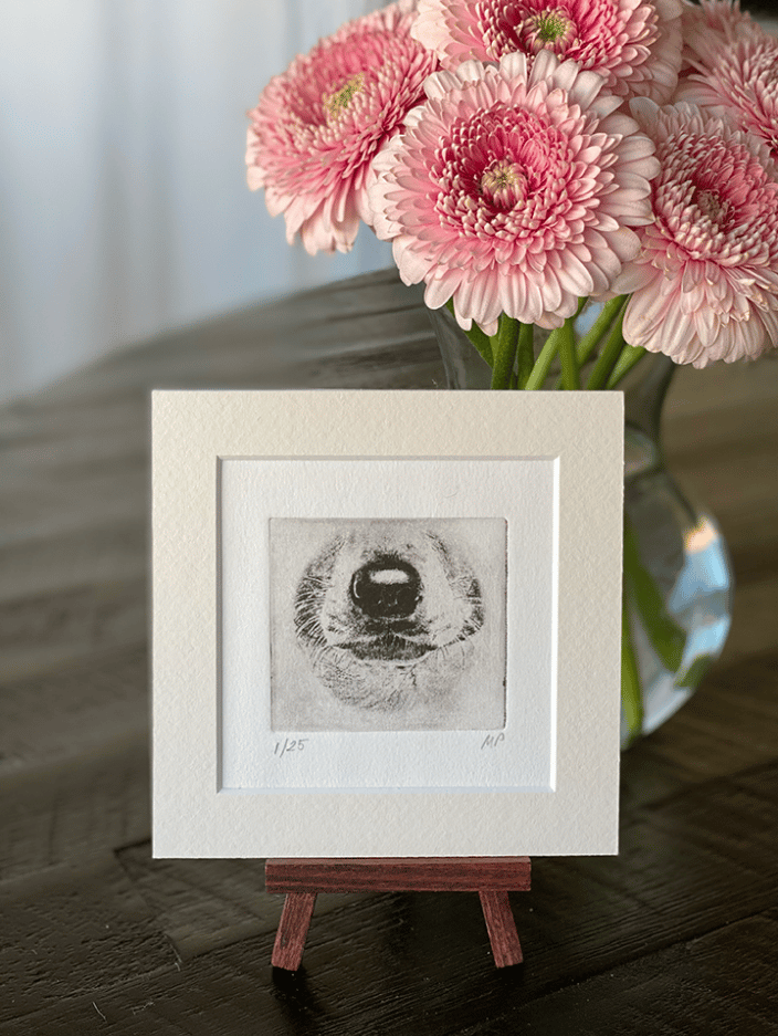 Small Dog Nose Portrait on Table Easel