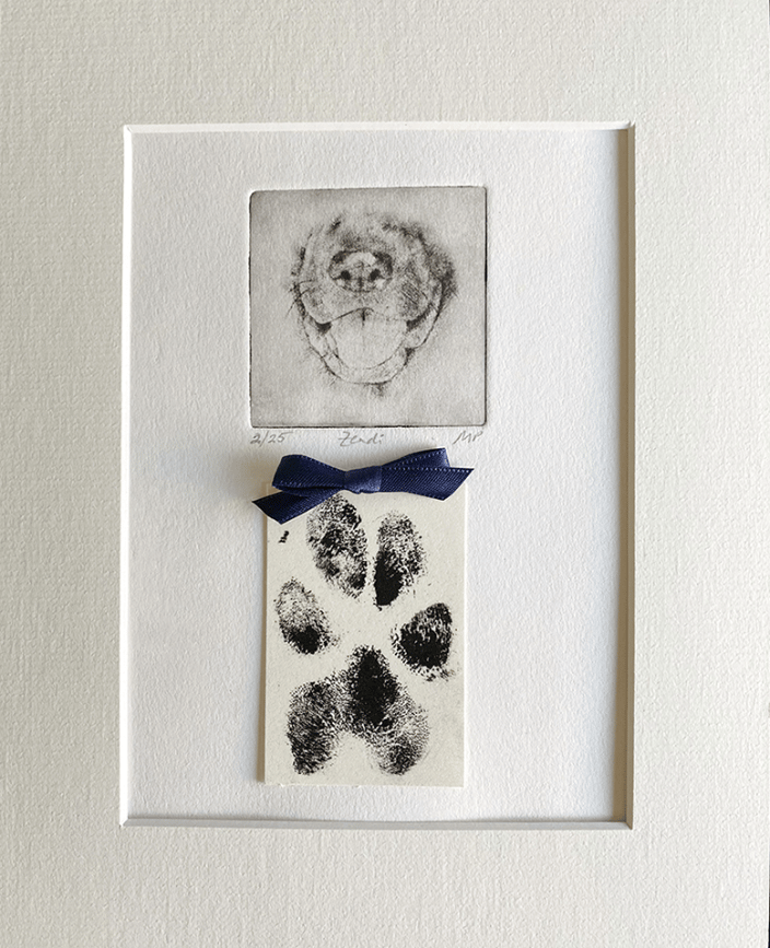 Dog Portrait with Paw Print