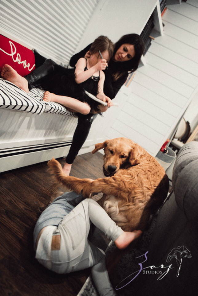 Family time with kids and a lab