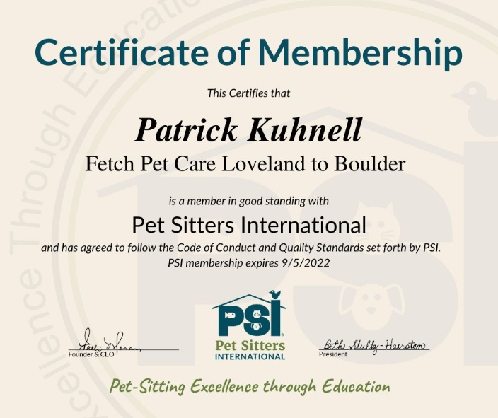 Member of Pet Sitters International