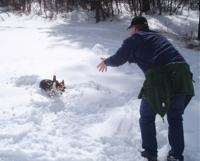 Snow ball catching is fun!