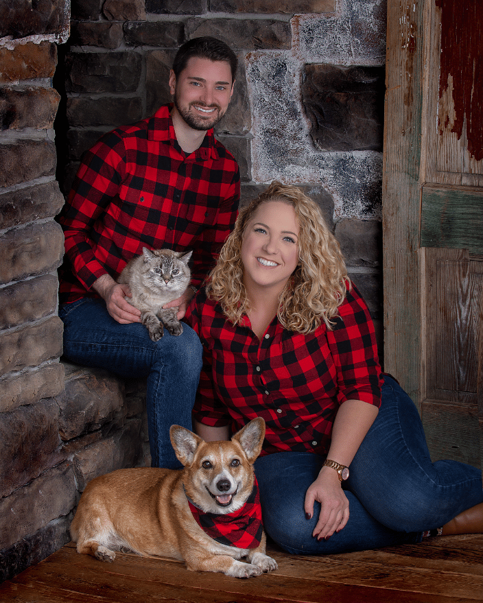 Corgi and Cat with Family
