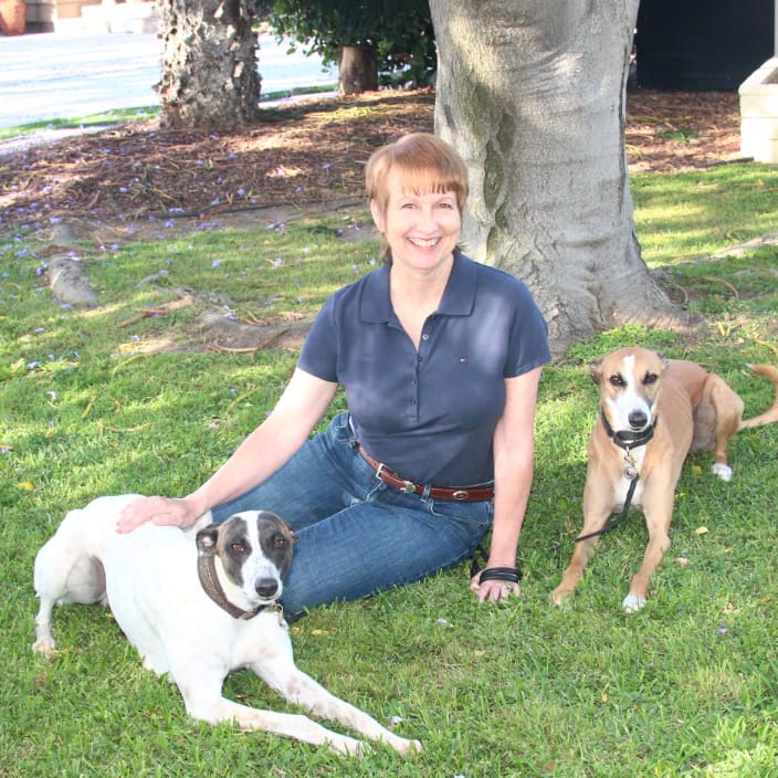 Maureen with two dogs