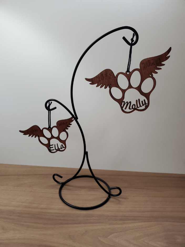 Angel Wing Paw Print Ornament with Name