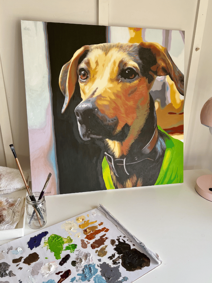 dog pet portrait painted in Colorado and shipped to Seattle, WA