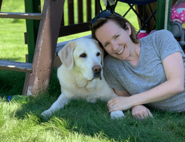 Erin with her late dog, Scout