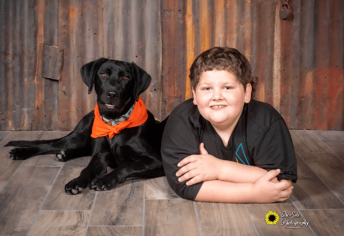 a boy and his pup! pet friendly studio On Site Photography.com