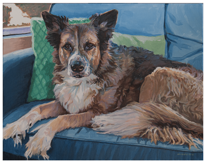 dog in loose acrylic style