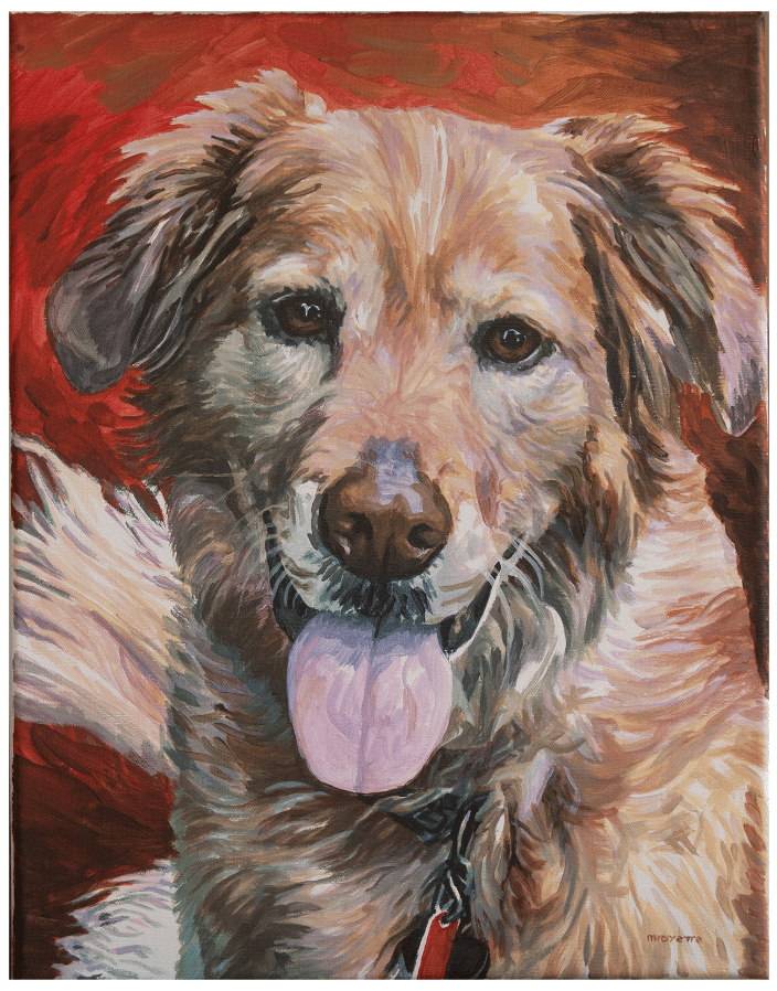dog in loose acrylic style