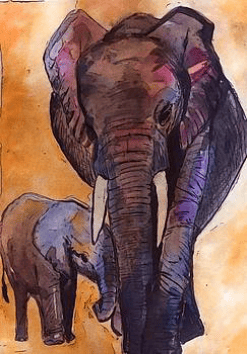 Elephant Stroll (Ink)