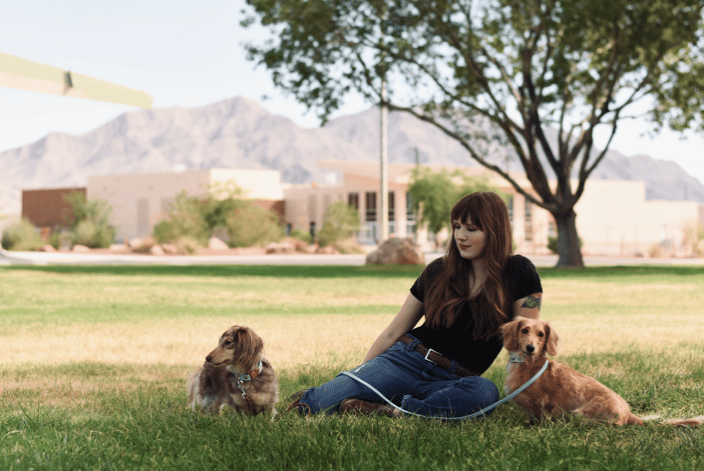 Megan Crow with her dogs