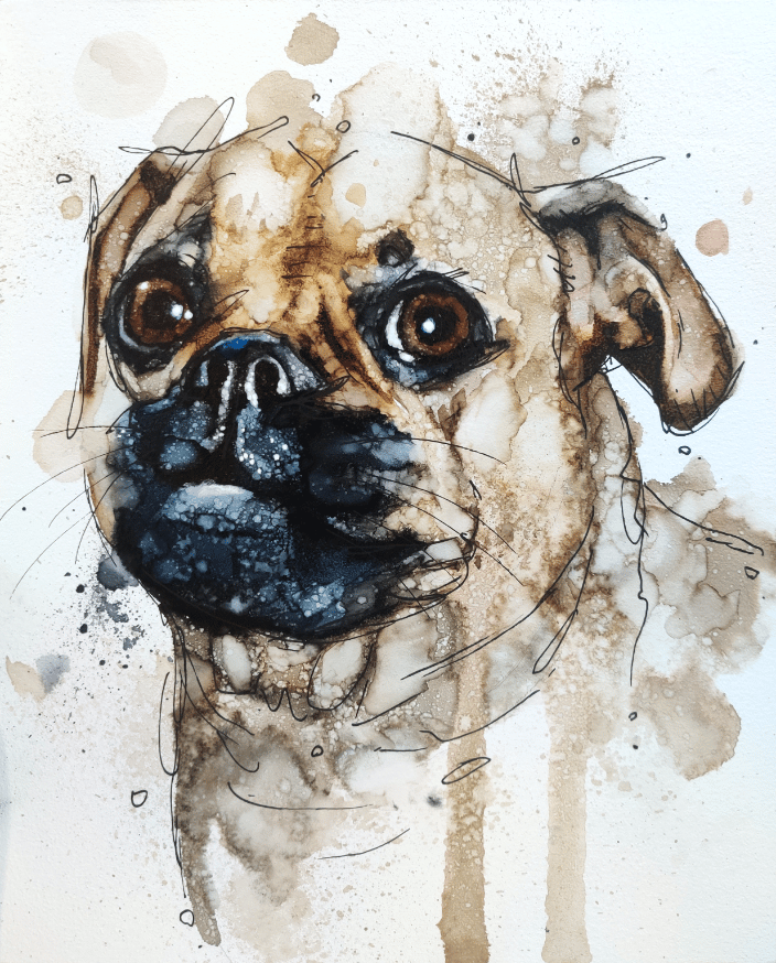 8x10 Pug Painting