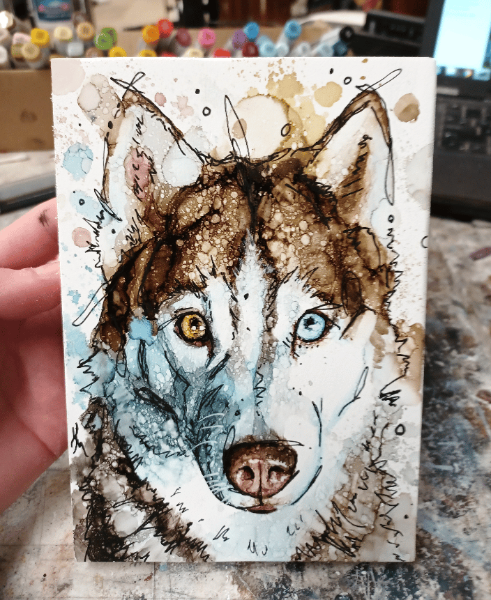 5x7 Husky Painting