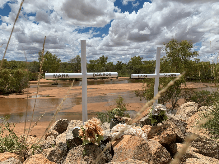 EC large, White, engraved, resting place in Australia