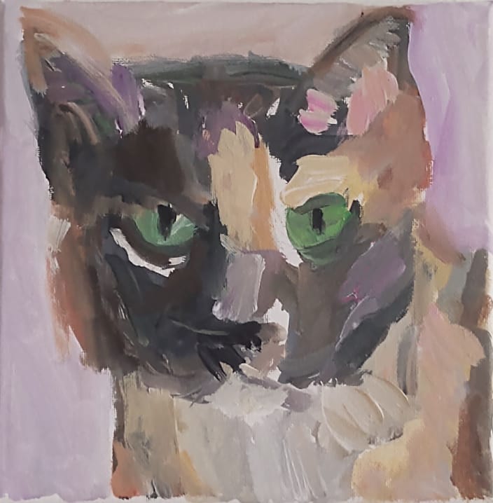 8 x 8" Cat Portrait by Andrea Goldsmith