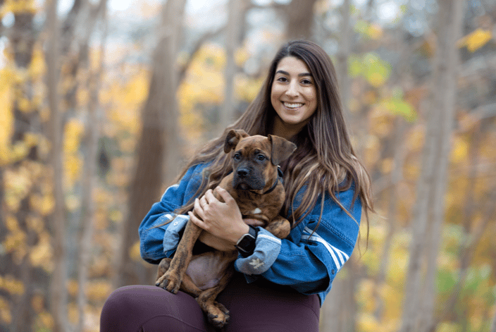 A lady and her puppy